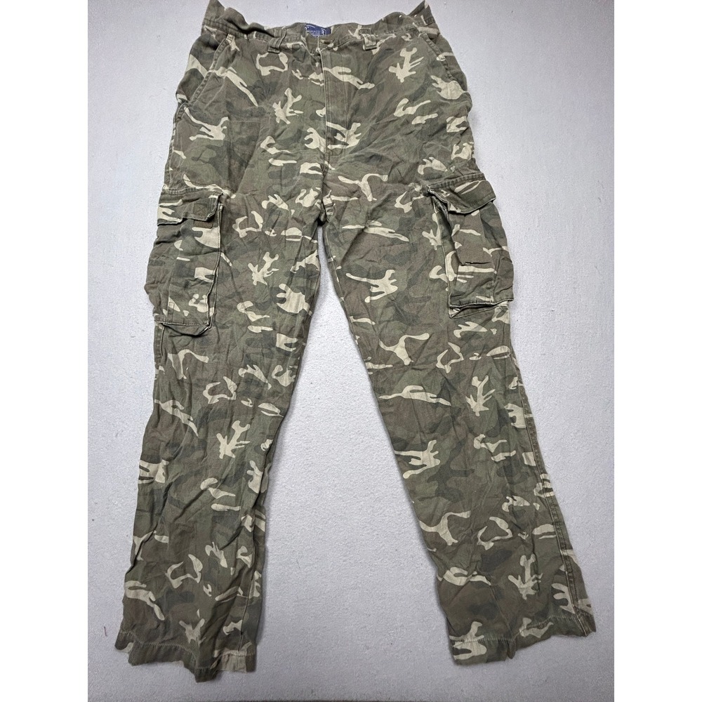 Premier International Cargo Pants 100% Cotton Camo Green W34 L32 Mens